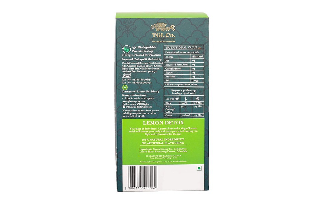 TGL Co. Lemon Detox Tea    Pack  16 pcs